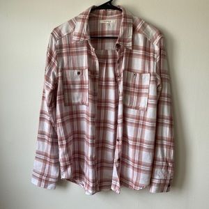 Pacsun Pink and White Flannel Button Up Shirt